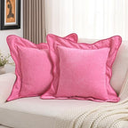 FUTEI Pack of 2 Chenille Throw Pillow Covers 24x24 Inch, Hot Pink by FUTEI