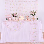Pink Floral Gauze Table Runner 3pcs 10ft Embroidery Tulle Spring Decor - Image 4