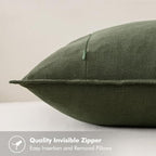 MIULEE Decorative Linen Euro Sham Pillow Covers 22x22 Inch Dark Olive Green - Image 3