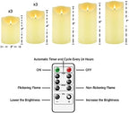 Nimiko Flameless Candles with Remote, Battery Operated Flickering Flameless Candles, LED Candles with Timer 2/4/6/8H, with Realistic LED Candles Set of 9 (D3 x H 3" 4" 5" 6" 7") (Ivory) - Image 5