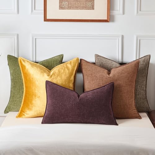 JUSPURBET 28x28 Velvet Decorative Throw Pillow Covers Set of 2,Golden - Image 4