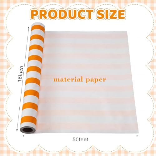 AmazingSpark Striped Table Runner Roll,Orange,50' Long X 16" Wide - Image 2