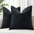 decorUhome Chenille Black Velvet Throw Pillow Covers 24x24 Set of 2 by decorUhome