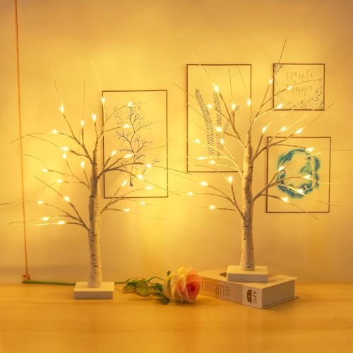 4 Pack 2FT Lighted Birch Tree with Timer for Christmas Decorations Indoor - Image 5