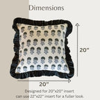 Palm & Loom 100% Cotton Linen Cushion Cover - Aira Decorative Throw Pillow Case with Dark Green & Blue with Ruffle - Modern Traditional Living Room, Bedroom Pillow Cover (Neela, 20" x 20" (Pack of 1)) - Image 4