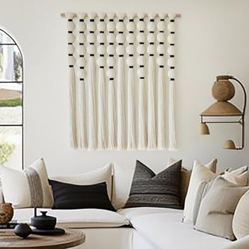 Macrame Wall Hanging Sphericity Textile Fiber Yarn Art Handmade 27"W*31"L - Image 3