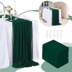 Emerald Green Chiffon Table Runner 10 Pieces 10Ft Boho Christmas Runners - Image 4