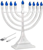 Zion Judaica 6 Pack White LED Menorahs USB Powered Menorah Electronic Hanukkiah Battery Operated Minorah Flamless Chanukah Candles (White, 6) by ZionJudaicaLtd