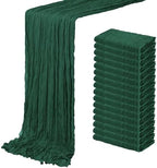 16 Pack Emerald Green Cheesecloth Table Runner 20 x 120 inch Gauze Table Runners 10 FT Long,Semi Sheer Boho Cheese Cloth Fabric Table Runner Bulk for Wedding,Party,Baby Shower,Bridal Shower Decoration by ACSUIT