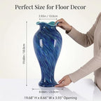 20in Tall Hand Blown Glass Vase Unique Ruffle Wide Mouth Vases, Elegant Modern Glass Flower Decorations Vase, Beautiful Colorful Vases for Home Living Room Bookshelves Wedding High End Centerpieces - Image 2