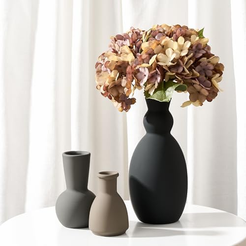 Ceramic Vase Set of 3, Nordic Minimalist Multicolor Vases Home Decor, Rustic Farmhouse Decor Pottery Vases for Bouquet Pampas Grass Dried Fresh Flowers, Living Room, Kitchen, Entryway Mantel, Bedroom by PORCER