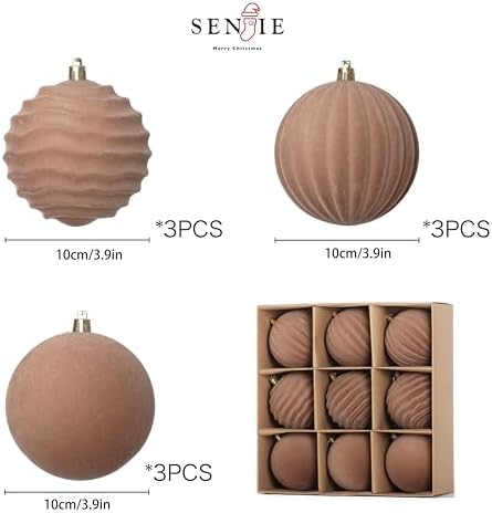 4In Velvet Ornaments for Christmas Tree,9Pcs Large Christmas Ornament Set - Image 4