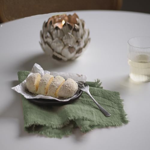 Handmade Cloth Napkins 100% Cotton Napkins with Fringe，Delicate Handmade Cloth Napkins for Dinners, Parties, Weddings and More，18 x 18 Inch Set of 12 - Sage Green - Image 5