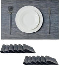 Leetaltree Denim Blue Placemats Set of 12 - Heat Resistant Non-Slip Place mats for Dining Table, Washable Durable PVC Vinyl Woven Table Mats（Denim Blue, 12） by Leetaltree-ArtatEveryTable