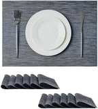 Leetaltree Denim Blue Placemats Set of 12 - Heat Resistant Non-Slip Place mats for Dining Table, Washable Durable PVC Vinyl Woven Table Mats（Denim Blue, 12） by Leetaltree-ArtatEveryTable