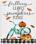 Fall Leaves Pumpkin Bicycle, 16 x 20 Inch Canvas Wall Art by StupellIndustries