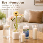 6 Pcs Hurricane Glass Candle Holders for Pillar Candle Clear Cylinder Vases - Image 3