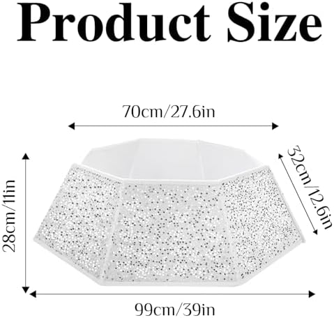 XmasExp Christmas Tree Collar, 39 inch Sequin Tree Skirt Stand Base Cover for Home Decor (White, X-Large) - Image 2