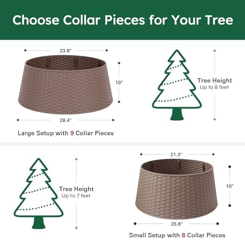 HarcoHome Christmas Tree Collar, 28.4" D Round Base Cover, Plastic Rattan Collar, Tree Ring for Artificial Trees, Tree Skirt for Artificial Xmas Tree Decorations (Extra Large, Brown) - Image 4