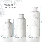 Creative Scents White Marble Look Vases Home Decor - Vase Set of 3 - Perfect for Holding Pampas Grass, Dried/Fresh Flowers, Vases for Your Kitchen, Bedroom, Office, Living/Dining Room, or Shelf Decor - Image 6