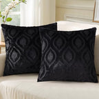decorUhome Faux Fur Plush Soft Black Throw Pillow Covers 24x24 Set of 2 by decorUhome