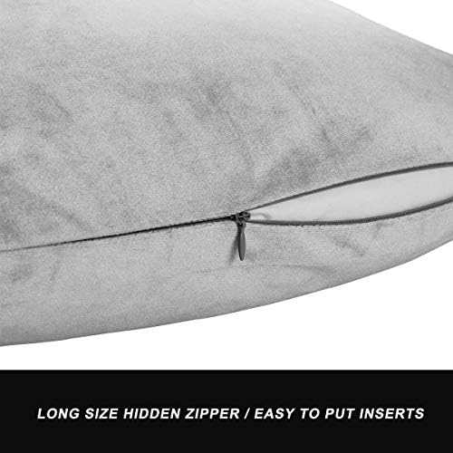 GIGIZAZA Décor Throw Couch Pillow Covers,Sofa Cushion Grey Pillow Covers,20 x 20 Pillow Velvet Cushion Covers (20x20inch(50x50cm)-4pcs, Silver Grey) - Image 3