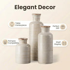 White Rustic Ceramic Vase Set of 3, Farmhouse Vase for Home Decor - Image 5