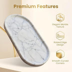 Natural Marble Tray - 12x6 Bathroom Decorative Tray, Perfume Tray & Vanity Tray Organizer. Versatile Tray Countertop Catchall for Jewelry, Soap & Candles - Image 4