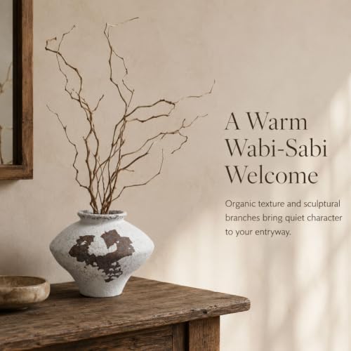 Wabi Sabi Rusty Vintage Vase, 6.3" Tall Wabi Sabi Decor Rustic Farmhouse Pottery Vase for Centerpiece, Textured Pottery Flower Vases for Home Decor, Table, Living Room, Bathroom, Kitchen - Image 3
