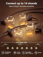 50Ft LED Globe String Lights Shatterproof Waterproof G40 Outdoor Patio String Light with 52 Dimmable LED Bulbs, Hanging Patio Lights for Indoor Bistro Pergola Tents Wedding Party Christmas Decor-Brown - Image 2