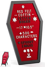 Nomnu Coffin Letter Board, Red Gothic Decor w/Bat Stickers, Spooky Emojis by Nomnu