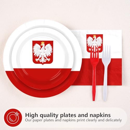 96 Pcs Poland Flag Party National Country Decorations, Serves 24 - Image 2