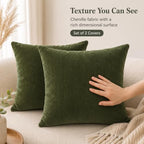 JoraLion Chenille Lumbar Pillow Covers 26x26 inch Moss Green - Image 7