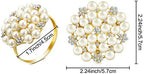 Hotop 144 Pcs Gold Napkin Rings Pearls Round Flower Napkin Buckles - Image 3