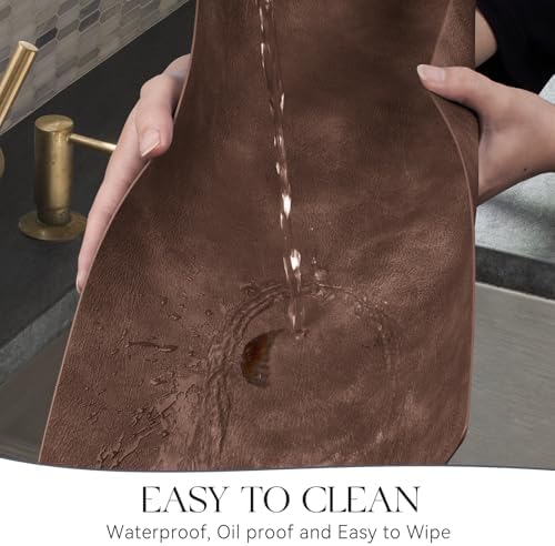 MOSAYT Vinyl Faux Leather Placemats, Set of 8, Coffee - Image 4