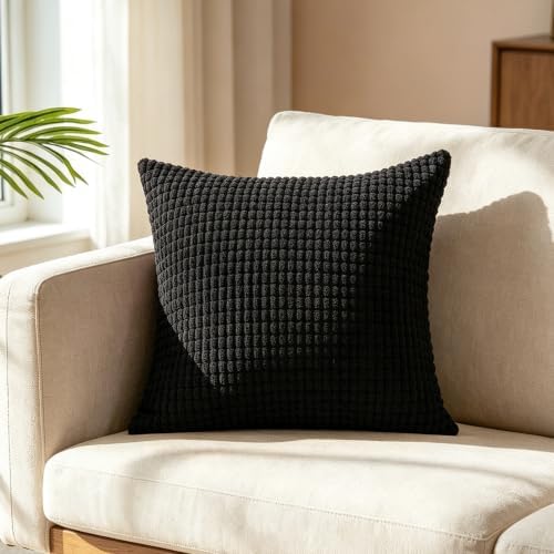 CaliTime Decorative Couch Throw Pillow Covers 26 X 26 Inches Black - Image 3