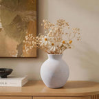 Ceramic Flower Vase Home Decor, 6 in Farmhouse Table White Vases Rustic Vintage Living Room Kitchen Bedroom Decorations Pottery Decorative Vases for House Shelf Office Coffee Desk Dining Fireplace - Image 2