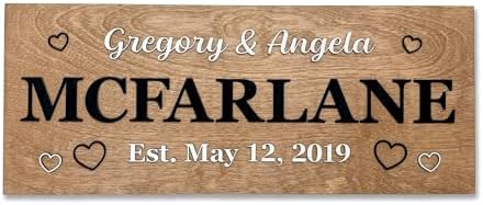 Custom Family Name Plaque – Personalized Wooden Name Sign, Wedding & Engagement Gifts, Housewarming Sign, Engagment Gifts for Couples, Personalized Plaque, Hickory Hollow Designs (Names & Est Hearts) - Image 2