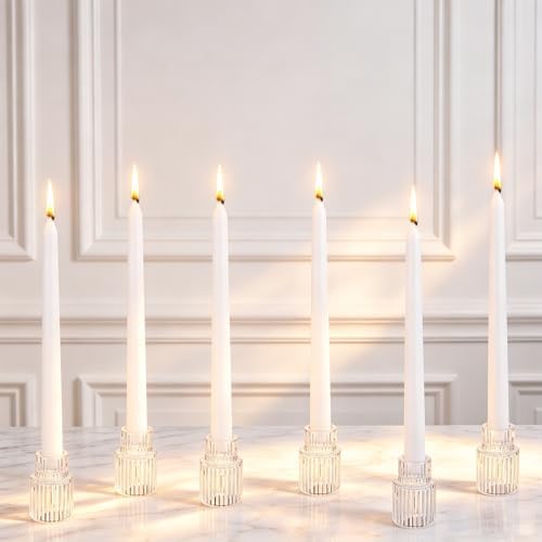 48 PCS Glass Taper Candle Holders Bulk Crystal Candlestick Holders Clear Ribbed Tapered Candle Stick Holder Decor Set for Table Centerpiece Wedding Party Advent Christmas Home Decoration (48, Clear) - Image 6