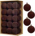 30PCS Velvet Christmas Ball Ornaments Set, 2.36" Shatterproof Baubles for Christmas Tree Decorations, Hanging Baubles with Soft Velvet Finish for Thanksgiving Holiday Party Décor, Dark Brown by Arborus