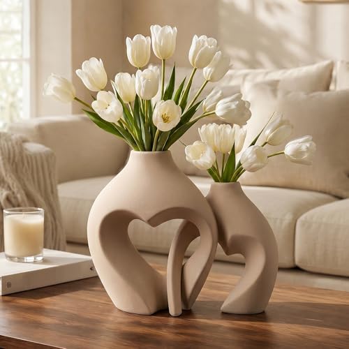 Ceramic Flower Vases Home Decor Heart Shaped Vase Set of 2 - Image 6