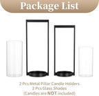 Sziqiqi Hurricane Candle Holder for Pillar: Black Candle Holders for Table - Image 7
