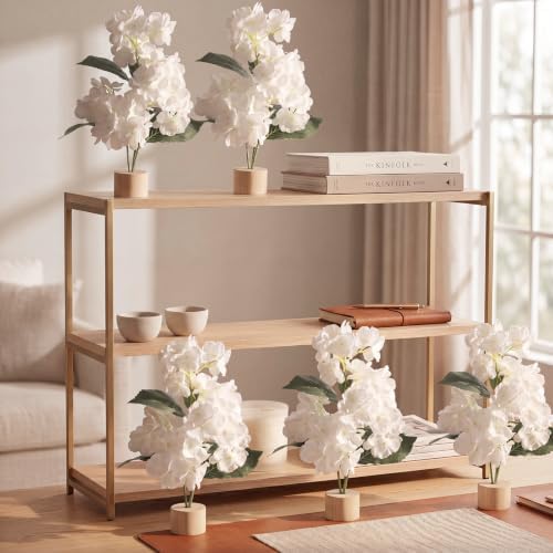 Soulchen 6 Pcs Artificial Hydrangea Branches 12" Tree with Base, Faux Decor - Image 6
