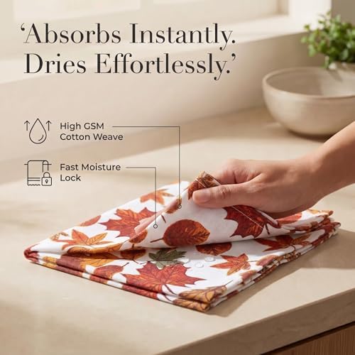 Urban Villa Cloth Napkins Cotton 20x20 (Set of 12) Harvest Leaf Print - Image 3