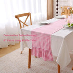 Pink White Plaid Gingham Ruffle Table Runner Cabinet Cover 13"x120" - Image 3