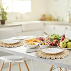 Kochorie 11.8 Inch Round Woven Placemats Set of 6 Handmade Corn Husk Placemats Natural Boho Rattan Woven Placemat Table Wicker Placemats for Farmhouse Spring Home Table - Image 6