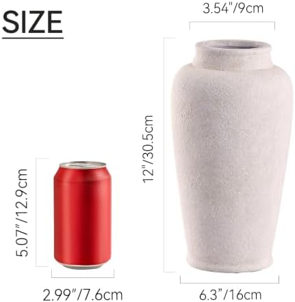 Ceramic Large Vase, Flower Vase Tall Rustic Farmhouse Decorative Vase Floral Pottery Vases for Home Decor Table Living Room Entryway Mantel Bedroom Bathroom Kitchen - 12" W - Image 2
