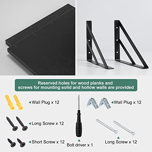 Tectocker-DOU 2 Pc Deep Floating Wall Shelves, Heavy Duty, 16x12, Black - Image 4