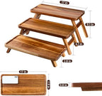 3 Tiered Serving Tray 17 Inch Wooden Cupcake Stand Foldable Dessert Table Display Set Decor Charcuterie Boards Rustic Wood Platters Trays for Party Food Display - Image 6