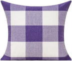 VAKADO Purple White Outdoor Farmhouse Buffalo Plaids Decorative Throw Pillow Covers Retro Checked Square Cushion Cases Classic Coffee Check Home Decor for Couch Sofa Patio 26x26 Inch Pack of 2 - Image 2